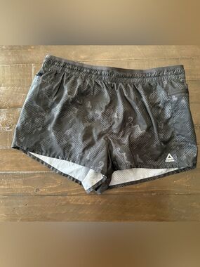 Reebok Black Drawstring Athletic Shorts with Logo